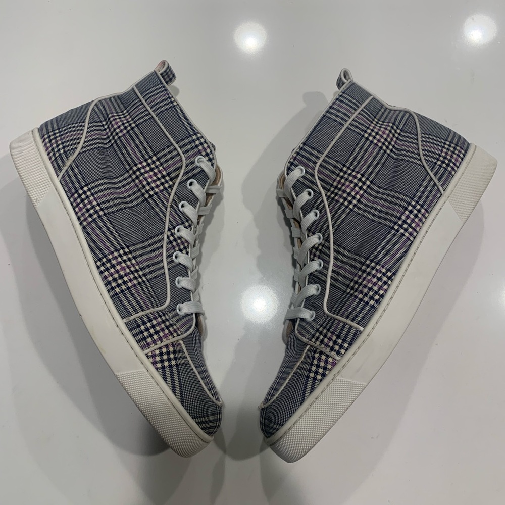 Christian louboutin Louis rantus high top sneaker plaid size 46